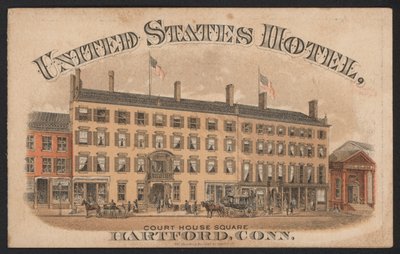 Hotel-Handelskarte (farbige Gravur) von American School