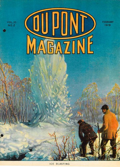 Eissprengen, Titelseite des DuPont Magazins, Februar 1919 von American School