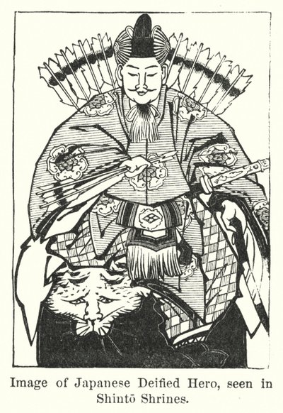 Bild eines vergöttlichten japanischen Helden, gesehen in Shinto-Schreinen (Gravur) von American School