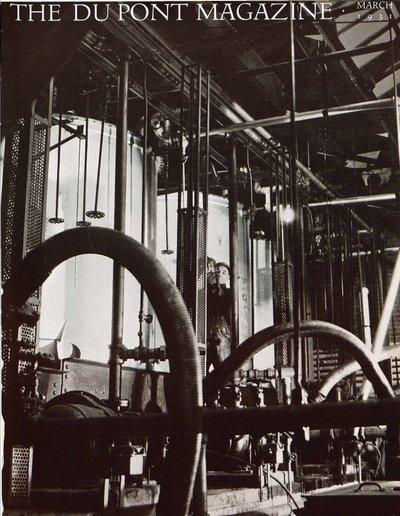 Industrieanlage, Titelseite des DuPont Magazins, März 1931 von American School