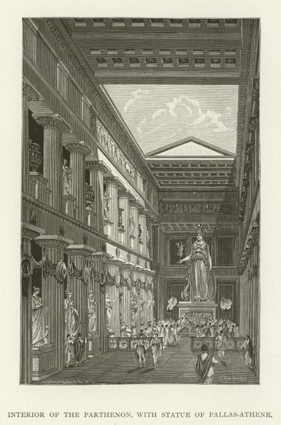Innenraum des Parthenon mit Statue der Pallas-Athene von American School