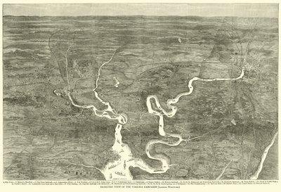 Isometrische Ansicht der Virginia-Kampagne, Blick nach Westen, Juni 1864 von American School