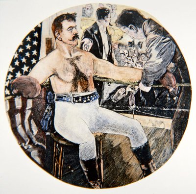 John L. Sullivan während seines Kampfes mit James J. Corbett in New Orleans von American School