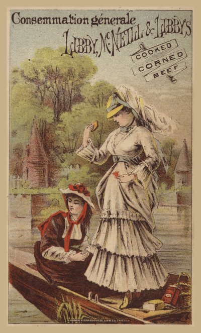 Damen staken auf dem Fluss und essen Corned Beef von American School