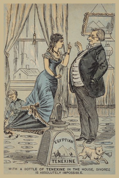 Kleid der Dame mit ägyptischem Tenexine am Boden festgeklebt von American School