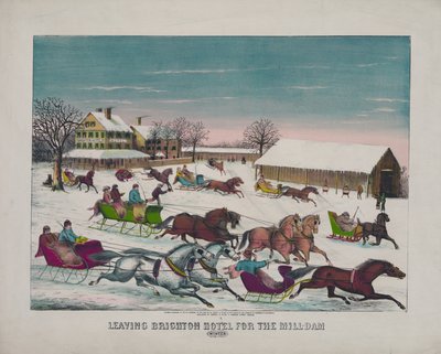 Abfahrt vom Brighton Hotel zum Mühlendamm, Winter, ca. 1871 von American School