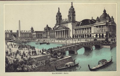 Maschinenhalle auf der Weltausstellung in Chicago, aus einem Ausstellungskatalog von American School