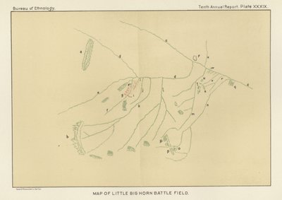 Karte des Schlachtfelds von Little Big Horn von American School