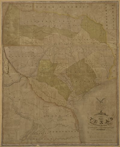 Karte von Texas mit Teilen der angrenzenden Staaten von American School