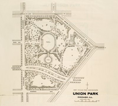 Karte des Union Parks, Chicago, Illinois von American School