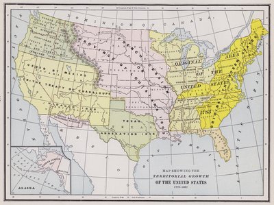 Karte, die das territoriale Wachstum der Vereinigten Staaten zeigt von American School