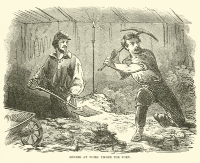 Bergleute bei der Arbeit unter dem Fort, Juni 1863 von American School