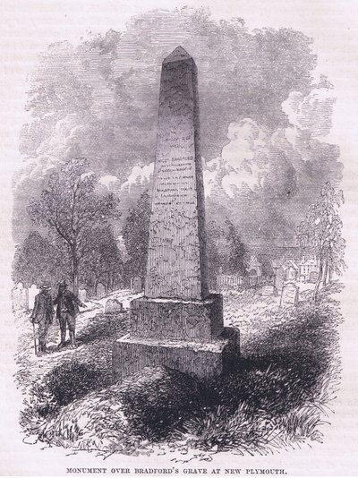 Denkmal über Bradfords Grab in New Plymouth 1641, Illustration aus Cassell