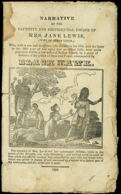 Erzählung der Gefangenschaft und wunderbaren Flucht von Mrs. Jane Lewis, veröffentlicht 1832 von American School