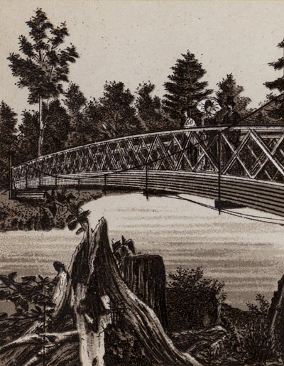 Niagarafälle: Brücke zur Second Sister Island (Lithografie) von American School