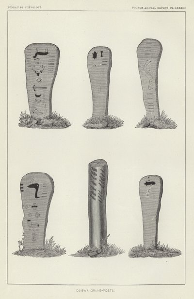 Ojibwa-Grabpfosten von American School