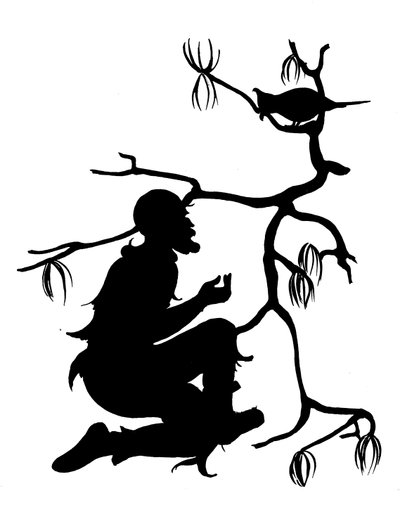 Eines von einer Reihe von Robinson Crusoe Silhouetten von American School
