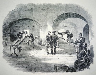 Eine der zehn Flanken-Kasematten-Batterien in Fort Dickens, Florida, unter Union-Kontrolle im Jahr 1861 von American School