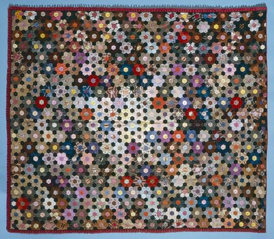 Optisches Blumenpuzzle-Quilt, 1854 von American School