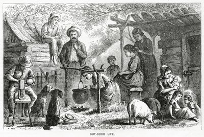 Leben im Freien, Illustration für eine Feature-Story, A Community of Outcasts, aus Appletons Journal von American School