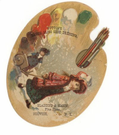 Bild eines Mädchens, das im Schnee einen Wagen zieht, auf Malpalette von American School