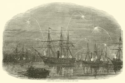 Porters Flotte feiert die Eroberung von Fort Fisher, Januar 1865 von American School