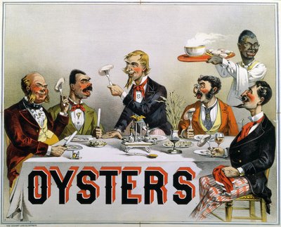 Plakat, das Austern bewirbt von American School