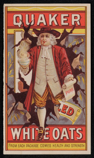 Quaker Oats, Werbung Ende des 19. oder Anfang des 20. Jahrhunderts (Chromolithografie) von American School