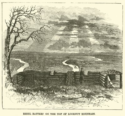 Rebellenbatterie auf dem Gipfel des Lookout Mountain, November 1863 von American School
