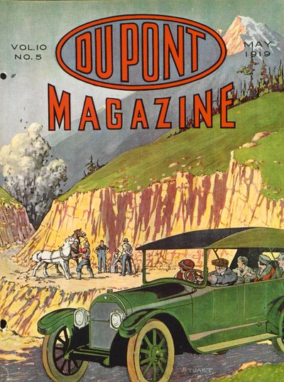 Straßenbau, Titelseite des DuPont Magazins, Mai 1919 von American School
