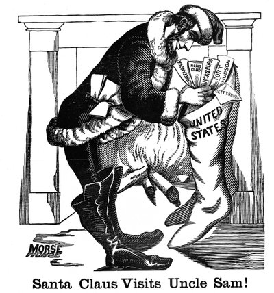 Der Weihnachtsmann besucht Onkel Sam!, ca. 1863 von American School