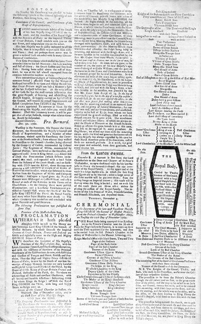 Zweite Seite der Boston Evening Post, die den Tod von König George II. (1683-1760) ankündigt, 5. Januar 1761 von American School
