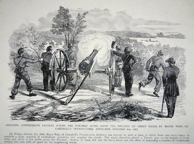 Beschuss der konföderierten Kavallerie über den Potomac River von den Höhen von Great Falls, 4. Oktober 1861 von American School