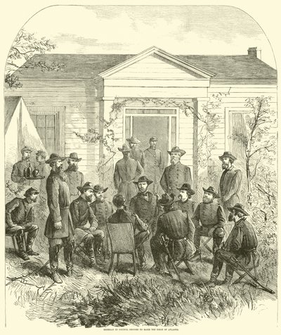 Sherman im Rat beschließt die Belagerung von Atlanta aufzuheben, Juli 1864 von American School