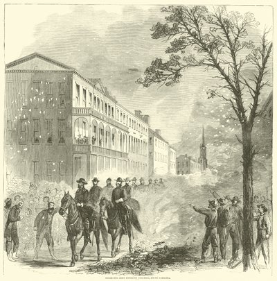 Shermans Armee zieht in Columbia, South Carolina, ein, Februar 1865 von American School