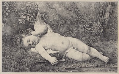 Schlafende Liebe, Handelskarte für Godey