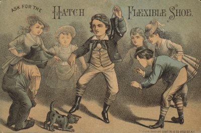 Jungen mit Schuhen in der Hand necken von American School