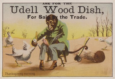 Dankesmorgen, Werbekarte für Udell-Holzgeschirr von American School