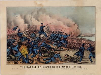 Die Schlacht von Newbern, N.C., 14. März 1862, veröffentlicht von Currier & Ives, ca. 1862 von American School