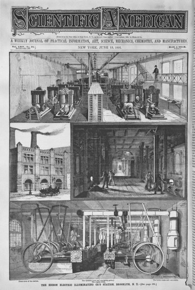 Die Edison Electric Illuminating Co. Station, Illustration aus Scientific American, 1891 von American School