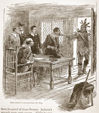 Die Kriegserklärung der Indianer, aus einem Buch veröffentlicht 1896 von American School