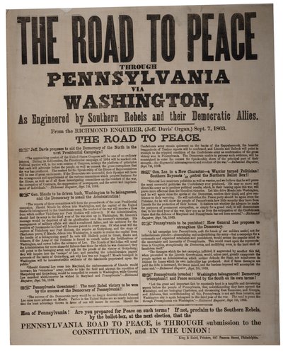 Der Weg zum Frieden durch Pennsylvania über Washington, wie von südlichen Rebellen und ihren demokratischen Verbündeten geplant, King & Baird (1839-1876), 7. September 1863 von American School