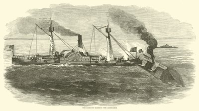 Die Sassacus rammt die Albemarle, Oktober 1864 von American School