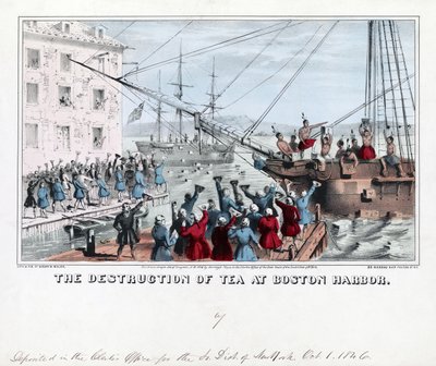 Die Zerstörung des Tees im Hafen von Boston von American School