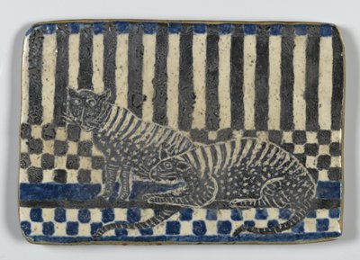 Fliese mit Wildkatzen von American School