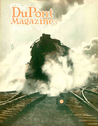 Zug, Titelseite des DuPont Magazins, März 1923 von American School
