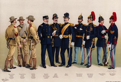 US Army, Uniformen, 7 Artillerie, 3 Offiziersfiguren von American School