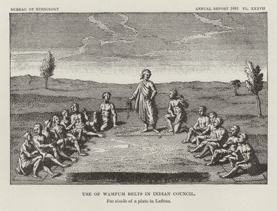 Verwendung von Wampum-Gürteln im Indianerrat von American School