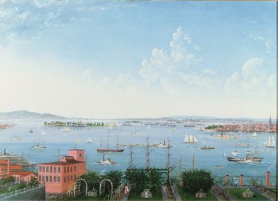 Blick auf den Hafen von New York von Brooklyn Heights, ca. 1860 von American School