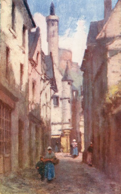 Rue du Grand Carroi, Chinon (Farblithografie) von Amy B. Atkinson